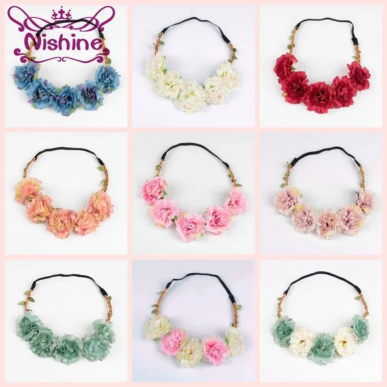 Wedding Arch Flower - 1 個春夏海辺ビーチ花頭飾り花嫁介添人花輪ヘアバンドウェディングパーティー屋外女の子ヘッドアクセサリー