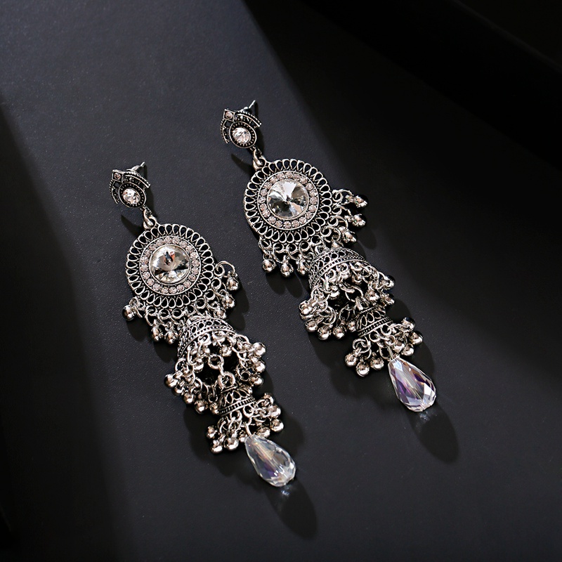 Indian Wedding Supply - 2022 女性のヴィンテージエスニックシルバーカラーインド Jhumka ベルタッセルイヤリングレトロジプシードロップイヤリング Brincos ジュエリー