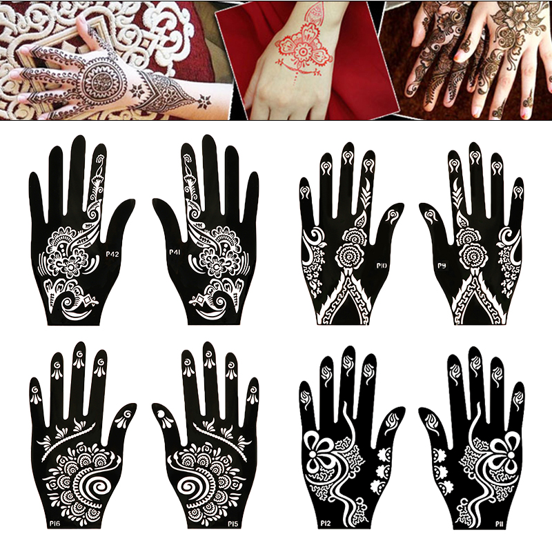 Indian Wedding Supply - 女性のための粘着性の入れ墨のテンプレート,一時的な入れ墨のテンプレート,花のファッション,結婚式,日曜大工のボディーアート用品,2個