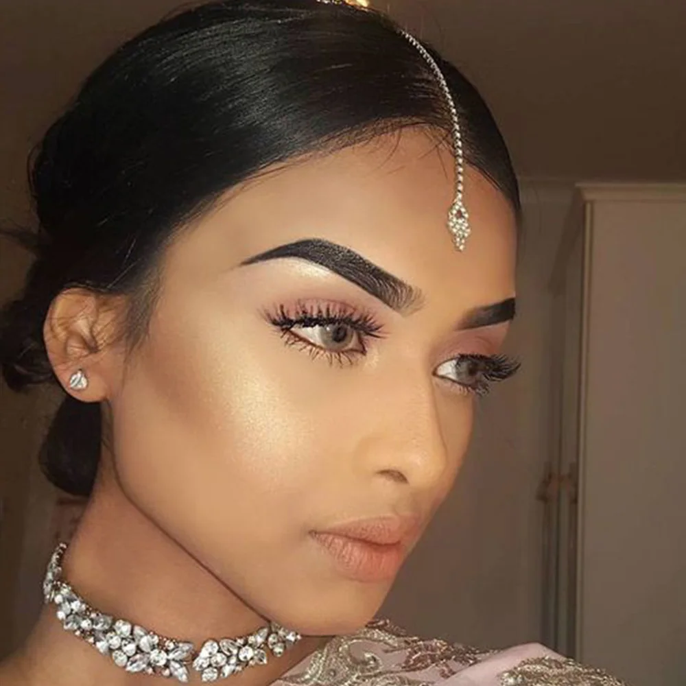Indian Wedding Supply - Stonefans 幾何学的な額チェーン女性インドのウェディングジュエリーデザイナーラインストーンヘッドバンドヘアアクセサリー花嫁トレンド 2024