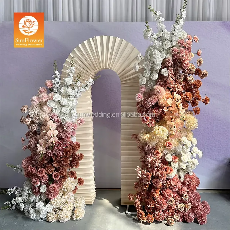 Wedding Arch Flower - サンウェディング吊り下げ式メタルフレームシルクフラワーアーチ、ウェディングデコレーション用カスタムカラー付き