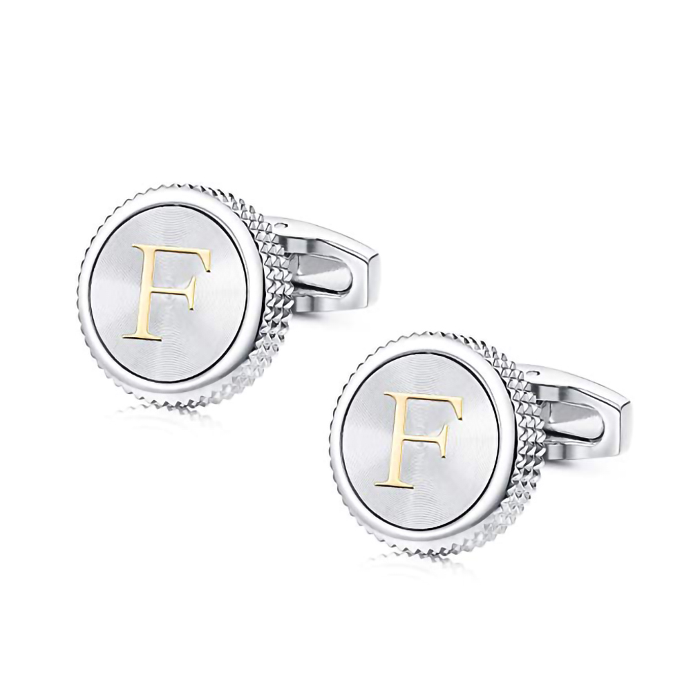 Wedding Z - ラウンド 26 文字 A-Z カフスメンズシャツスーツカフシンプルな結婚式のボタンビジネスイニシャルフレンチカフス