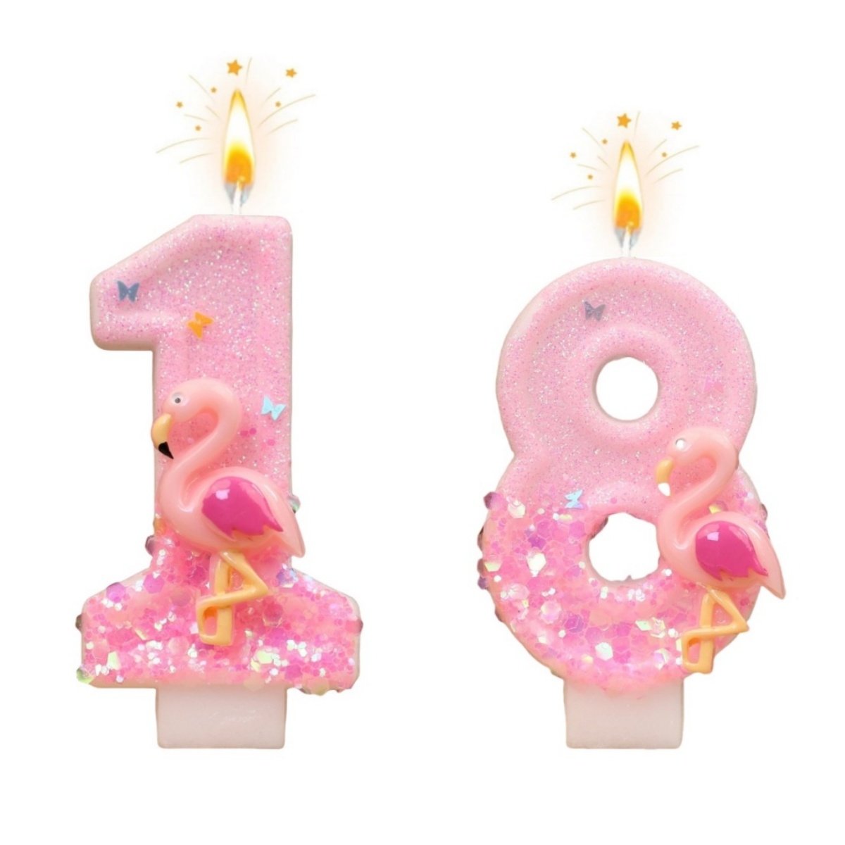 Unity Candle Set - 新しい0-9数字の誕生日キャンドル、オリジナルピンクグラデーションフラミンゴ誕生日ケーキデジタルパーティーアニバーサリーキャンドルデコレーション