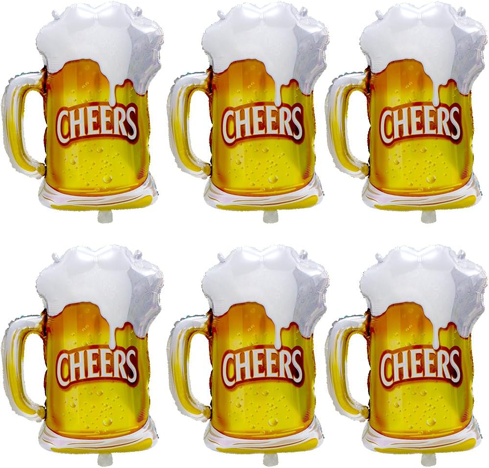 Wedding Alcohol Supply - 6 個乾杯ビールジョッキ風船アルコールフェスティバルパーティー用品ビールカップマイラー風船記念日誕生日パーティーの装飾
