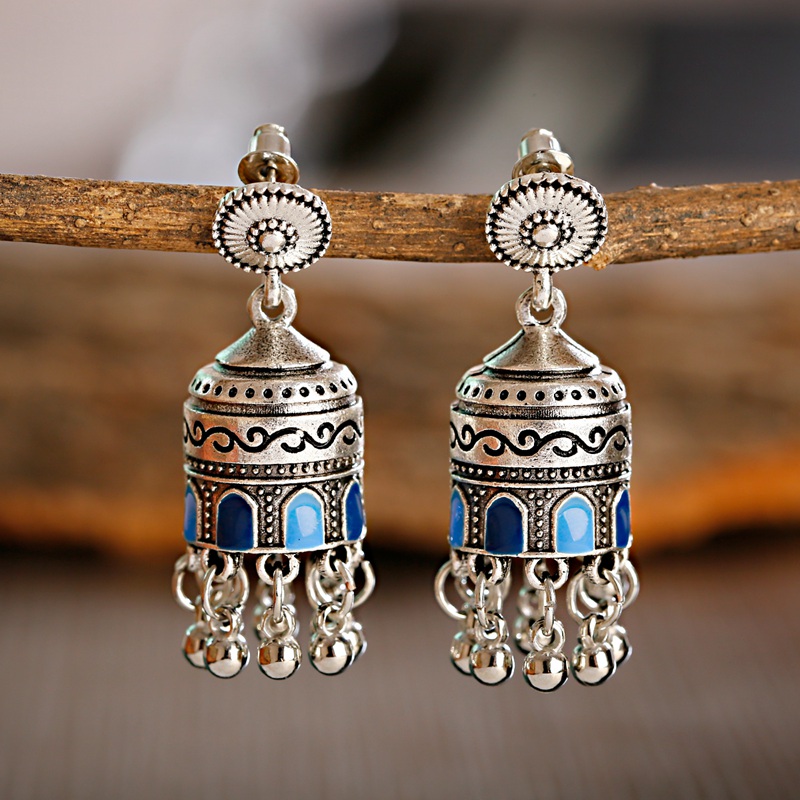 Indian Wedding Supply - 2020レディースインドjhumka jhumkiジュエリーエスニックレトロボリウッド酸化小鈴タッセル彫ブラブライヤリング女性のための