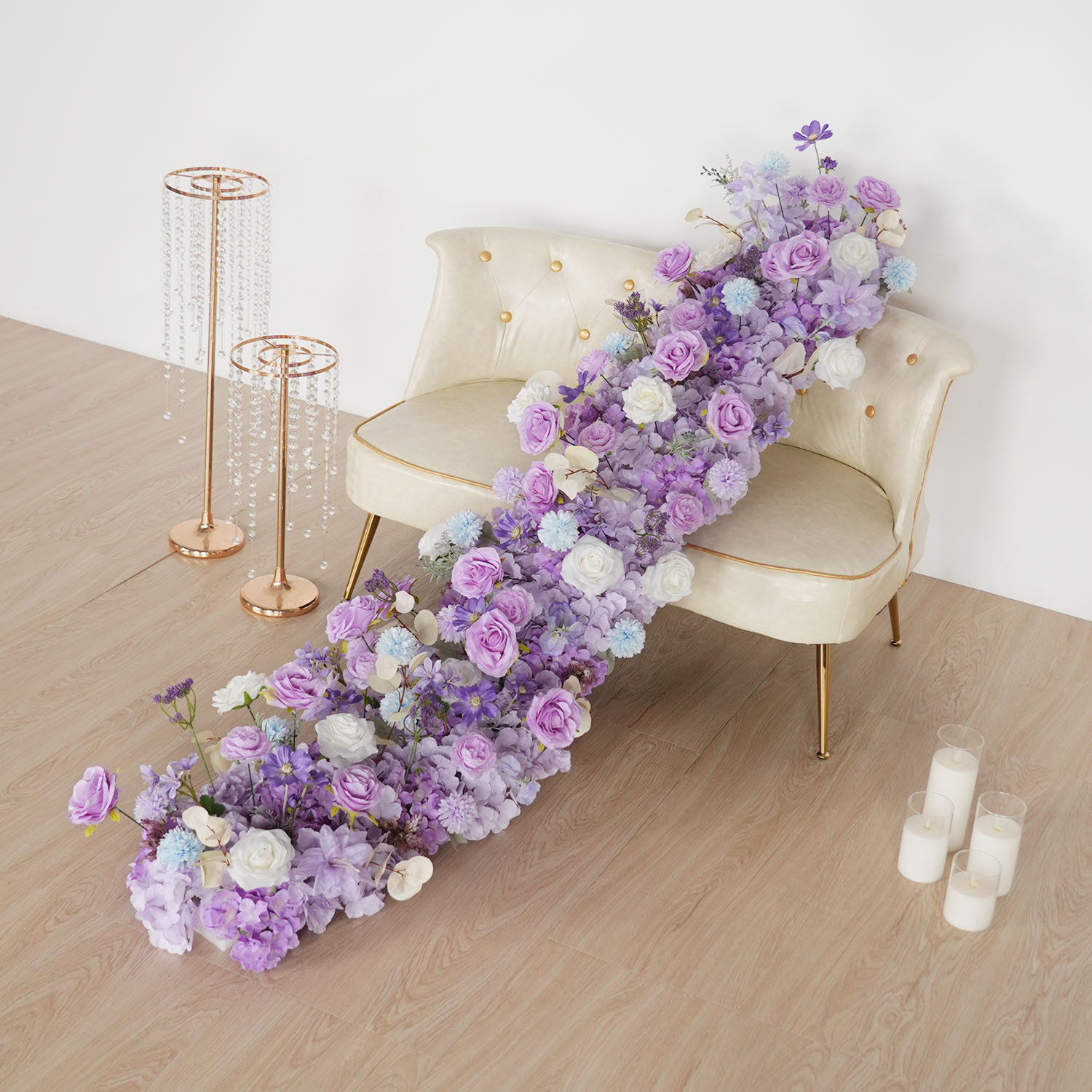 Wedding Arch Flower - Uflower 紫造花結婚式の装飾 200/100/50 センチメートル列の造花テーブルセンターピースアーチ背景壁の装飾