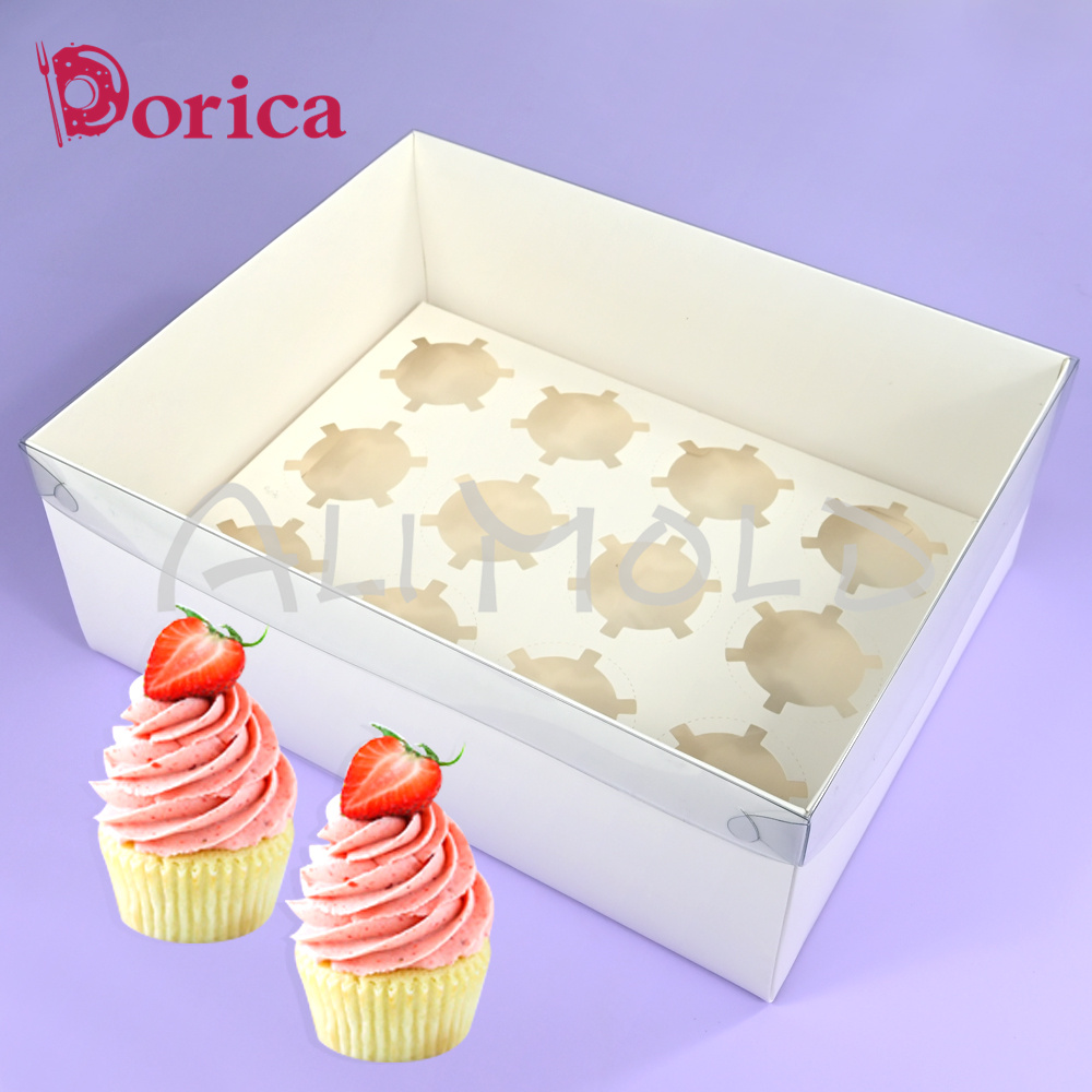 Wedding Cake Supply - ふた付きカップケーキケーキボックス、おやつ、デザート、ペストリー、ベーキング、サプライケース、誕生日、結婚式、記念日、5パック、6、12穴に適しています
