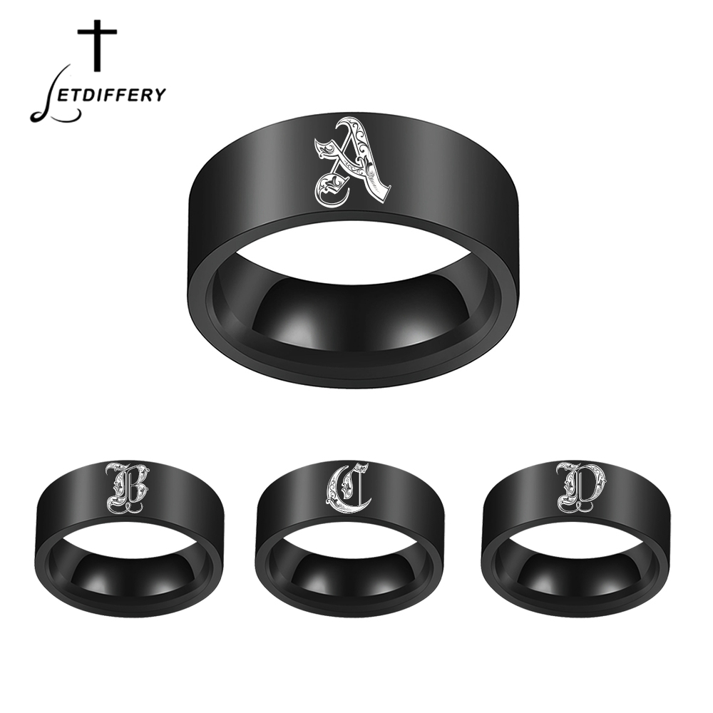 Wedding Z - Letdiffery カスタマイズされた彫刻イニシャル A から Z 男性リング