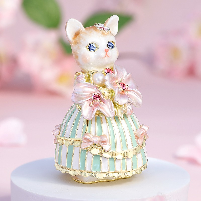 Wedding Lulu - ジュエリーボックス エナメルカラー クリエイティブ桜猫ルル ジュエリーボックス プロポーズリングボックス 誕生日