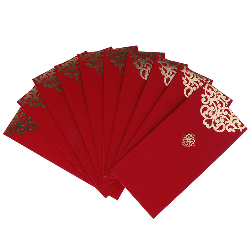 Wedding Envelopes - 10 個ハッピーラッキー新年結婚式赤い封筒中国の春節ゴールド印刷赤いポケットに金を埋める