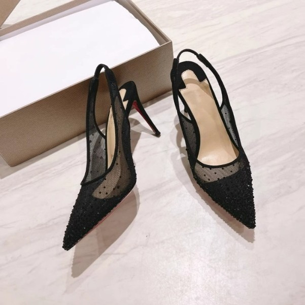 メッシュラインストーン付きリアオープンスティレットヒールレデ - Wedding Shop のレビューと価格