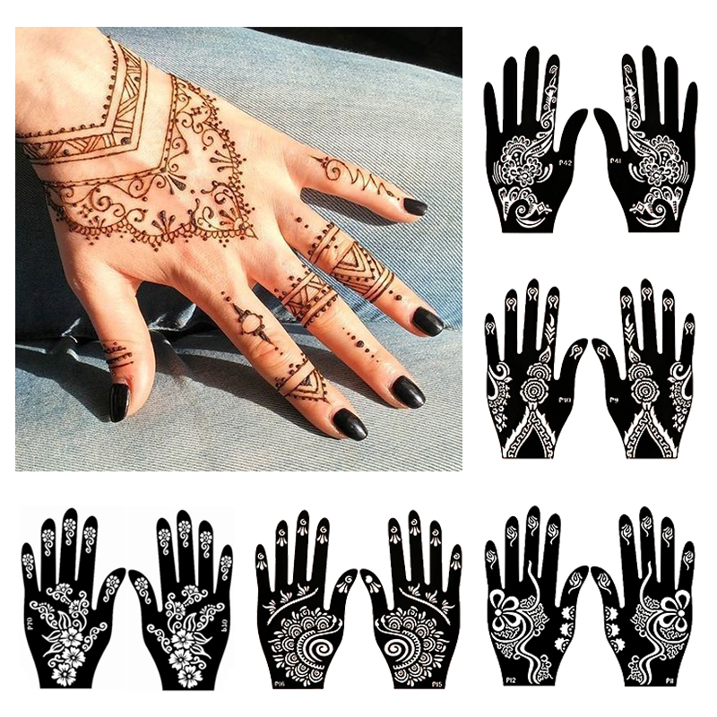 女性のための粘着性の入れ墨のテンプレート,一時的な入れ墨のテ - Indian Wedding Supply のレビューと価格