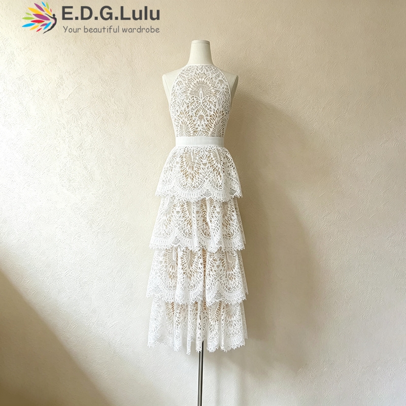 EDGLuLu O ネックノースリーブホワイトウェディングド - Wedding Lulu のレビューと価格