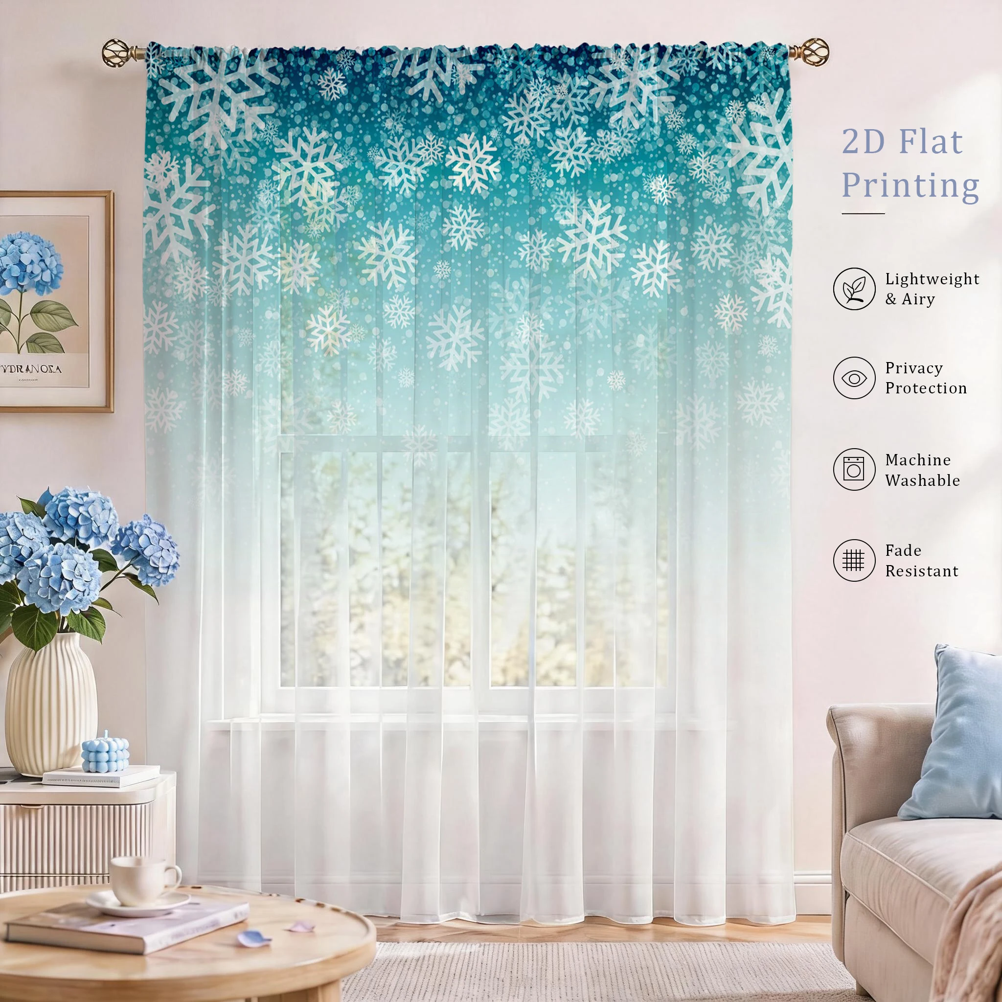 花柄グラデーションシアーカーテン、高品質遮光プライバシーボイ - Good Floral & Wedding Decor Supply のレビューと価格