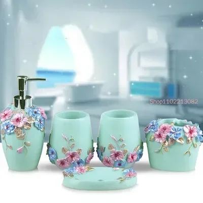 バスルームアクセサリー 5 点セット ガラス製マウスカップ  - Wedding Bathroom Supply Kit のレビューと価格