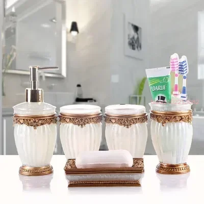バスルームアクセサリー 5 点セット ガラス製マウスカップ  - Wedding Bathroom Supply Kit のレビューと価格