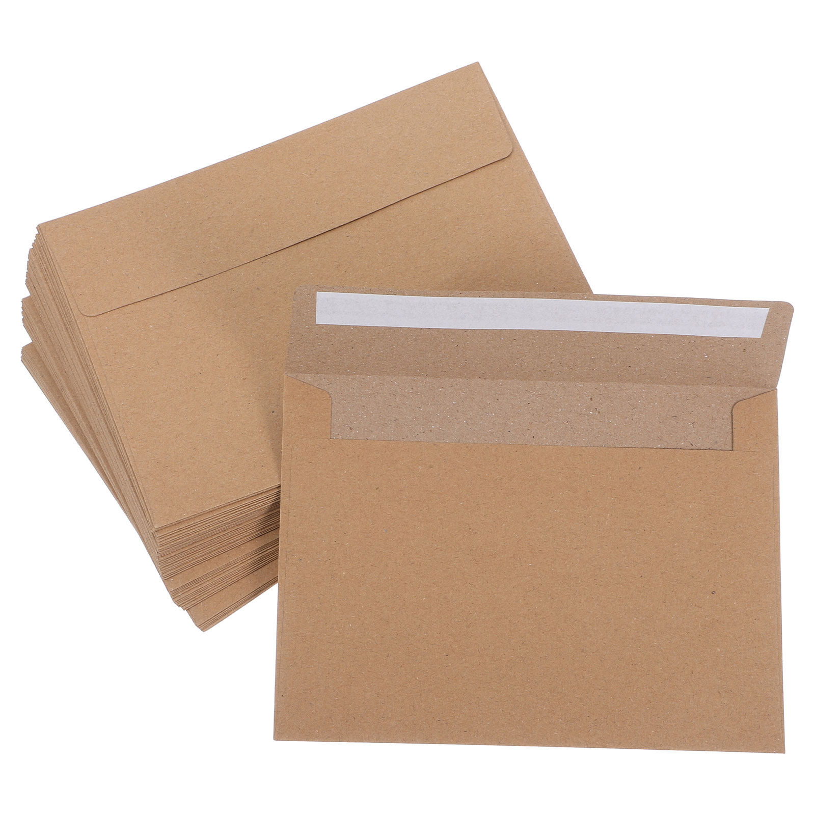 50 個ヴィンテージクラフト紙ビジネス封筒セルフシーリング  - Wedding Envelopes のレビューと価格
