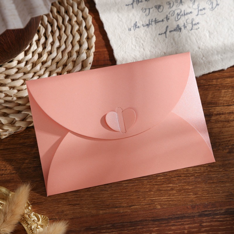 高級真珠光沢紙封筒、ハート型バックル付き、創造的な折りたたみ - Wedding Envelopes のレビューと価格