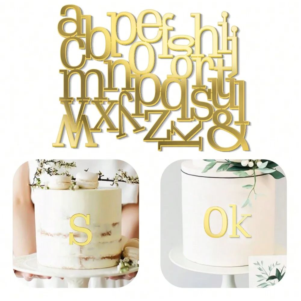 1 セットゴールデンミラーアクリル A-Z 英字アルファベッ - Wedding Z のレビューと価格