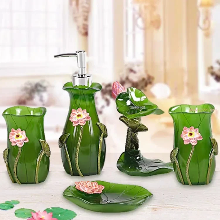 5個/セット 樹脂製バスルームアクセサリーキット 洗面用具セ - Wedding Bathroom Supply Kit のレビューと価格