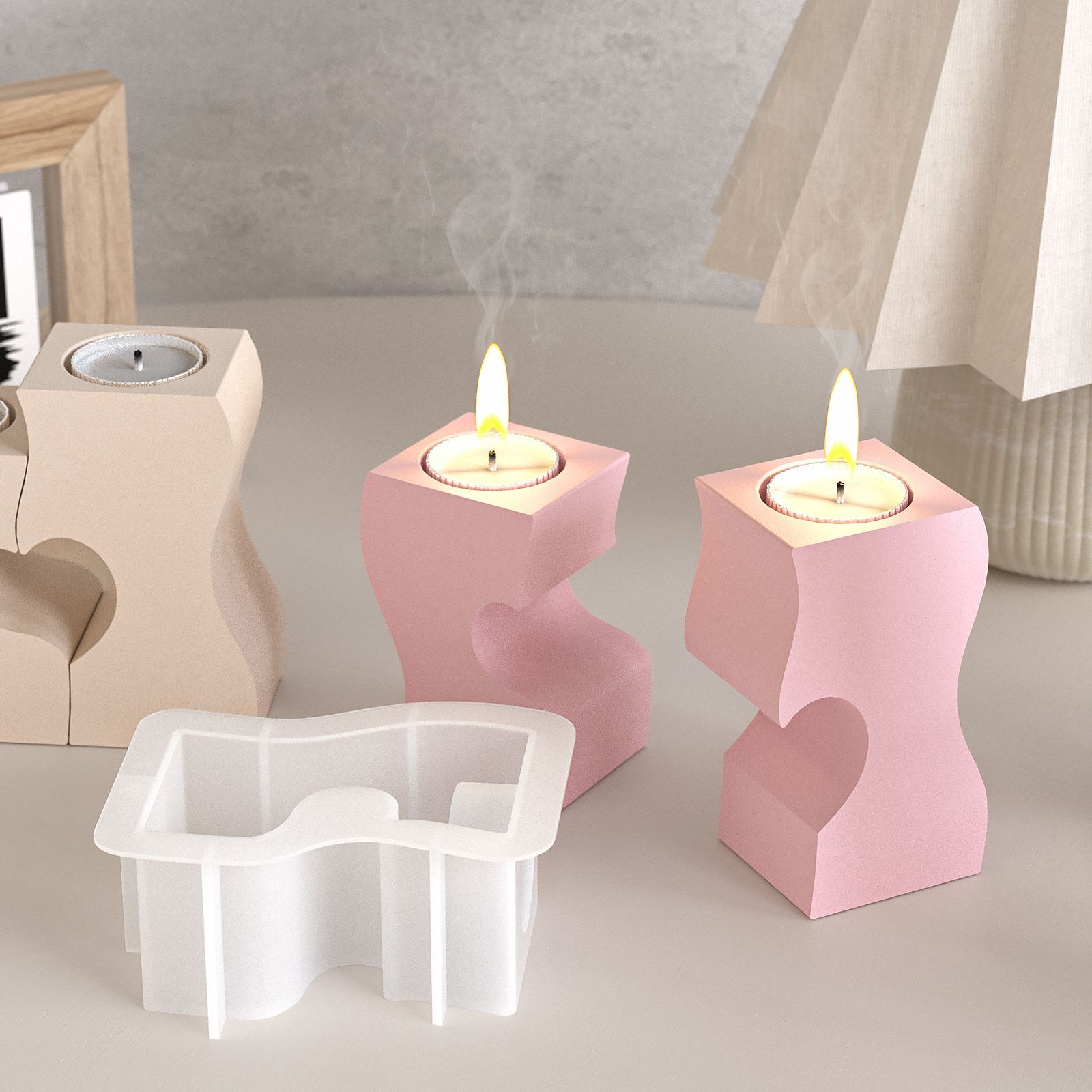 S ハート燭台シリコーン金型 DIY キャンドルホルダー石膏 - Unity Candle Set のレビューと価格