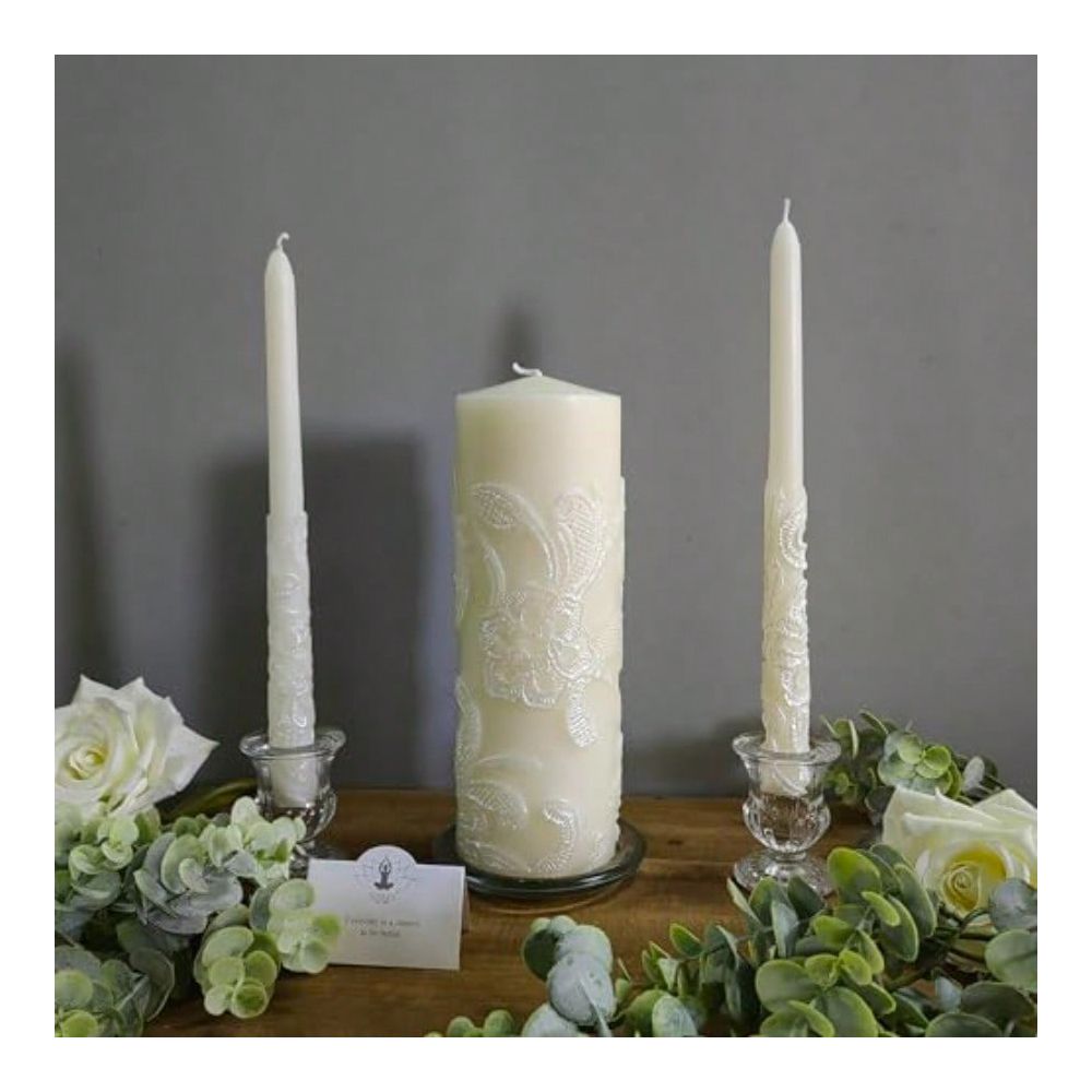 インチハイクリームウェディングユニティキャンドルセットには、 - Unity Candle Set のレビューと価格