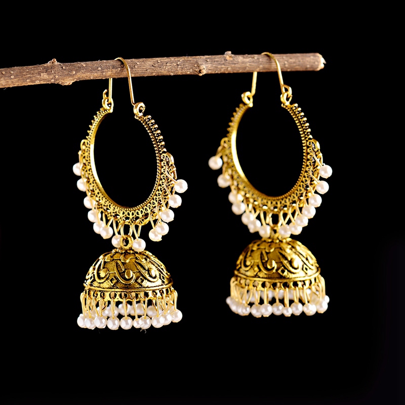 新しいインド Jhumka ジュエリー女性のファッションボヘ - Indian Wedding Supply のレビューと価格