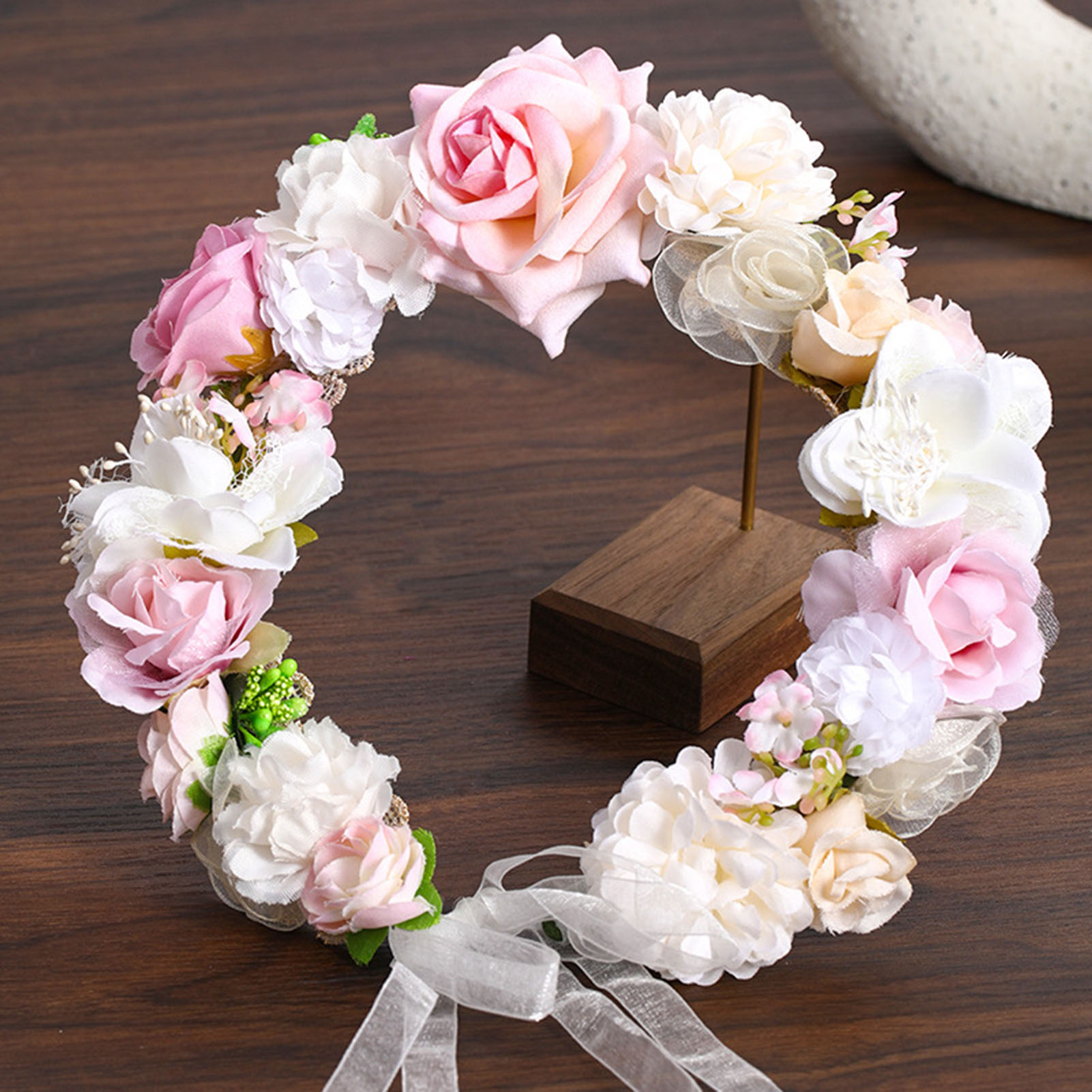 フラワークラウンリース花嫁ガーランド花嫁造花リースウェディン - Wedding Arch Flower のレビューと価格