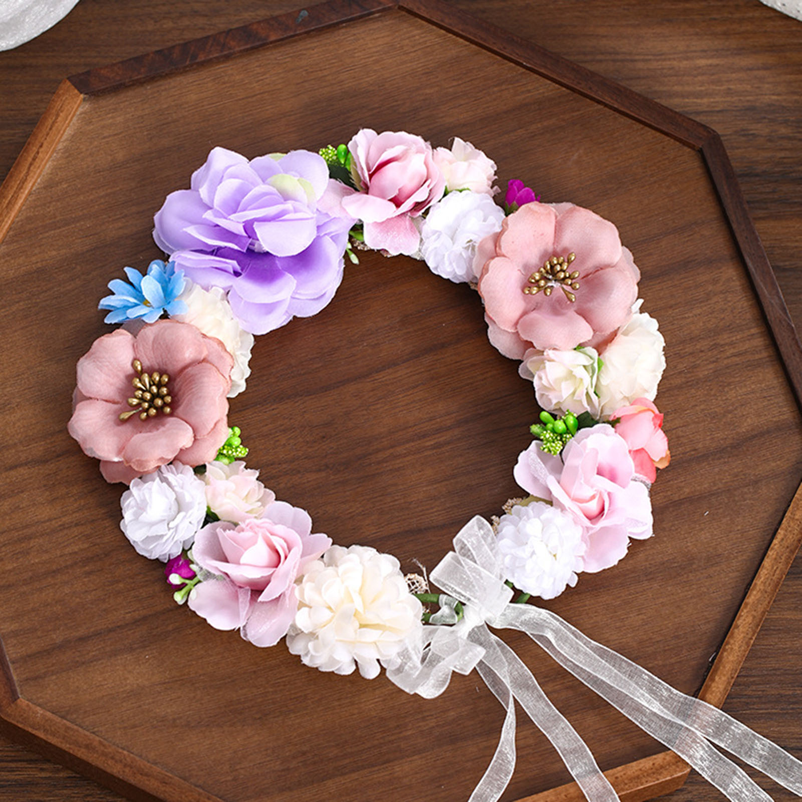フラワークラウンリース花嫁ガーランド花嫁造花リースウェディン - Wedding Arch Flower のレビューと価格