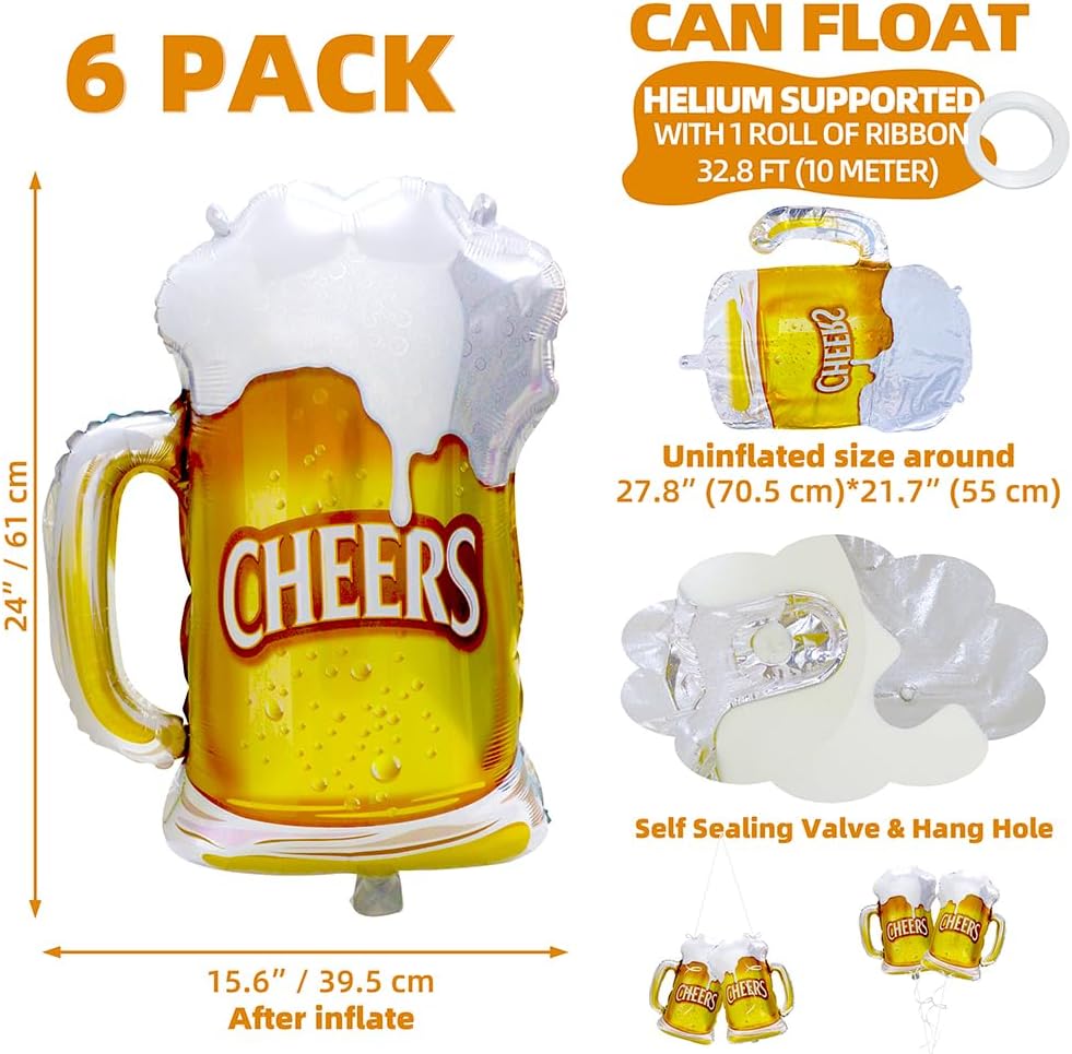 6 個乾杯ビールジョッキ風船アルコールフェスティバルパーティ - Wedding Alcohol Supply のレビューと価格