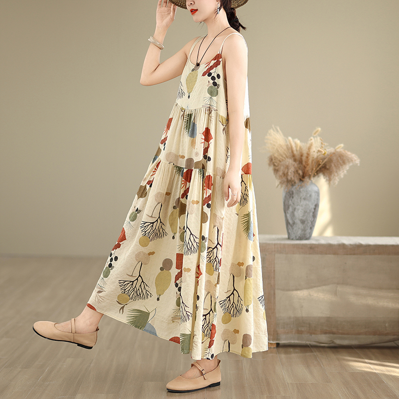 花柄コットンリネンマキシワンピース Aラインスカート ハイウ - Good Floral & Wedding Decor Supply のレビューと価格