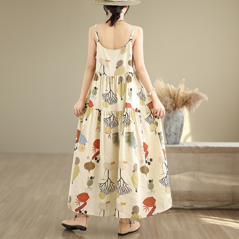 花柄コットンリネンマキシワンピース Aラインスカート ハイウ - Good Floral & Wedding Decor Supply のレビューと価格