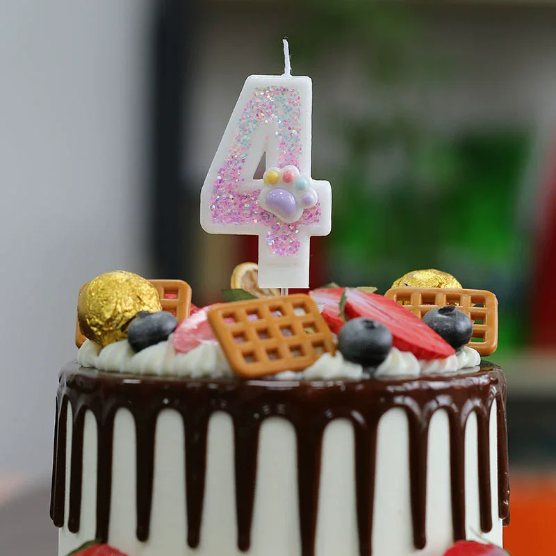クリエイティブかわいい猫の足ケーキ番号誕生日キャンドルピンク - Unity Candle Set のレビューと価格