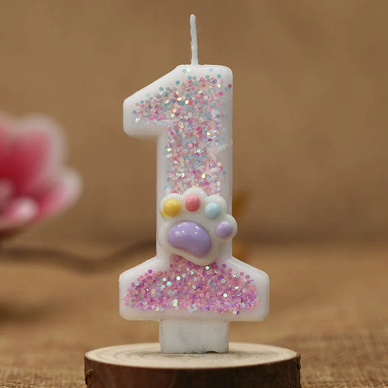 クリエイティブかわいい猫の足ケーキ番号誕生日キャンドルピンク - Unity Candle Set のレビューと価格