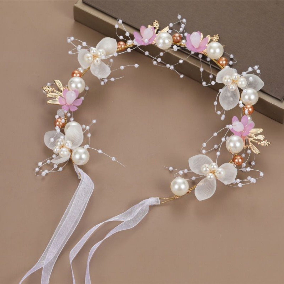 妖精風イミテーションパールスイートフラワーリースヘッドバンド - Wedding Arch Flower のレビューと価格