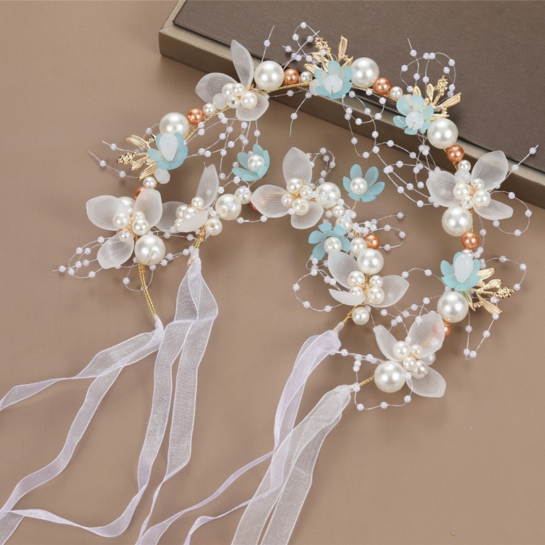 妖精風イミテーションパールスイートフラワーリースヘッドバンド - Wedding Arch Flower のレビューと価格
