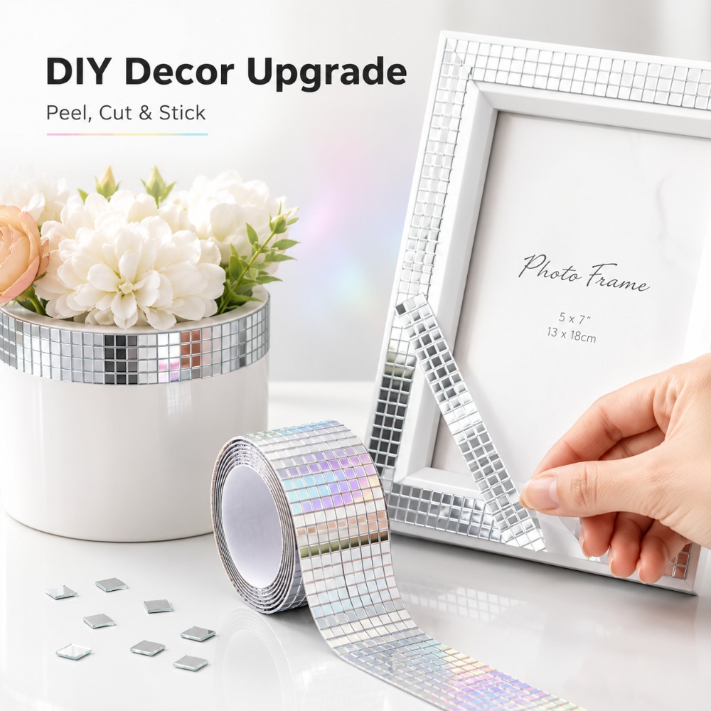 ミニスクエアミラーモザイクタイル自己粘着リアルクラフトステッ - Wedding Bathroom Supply Kit のレビューと価格