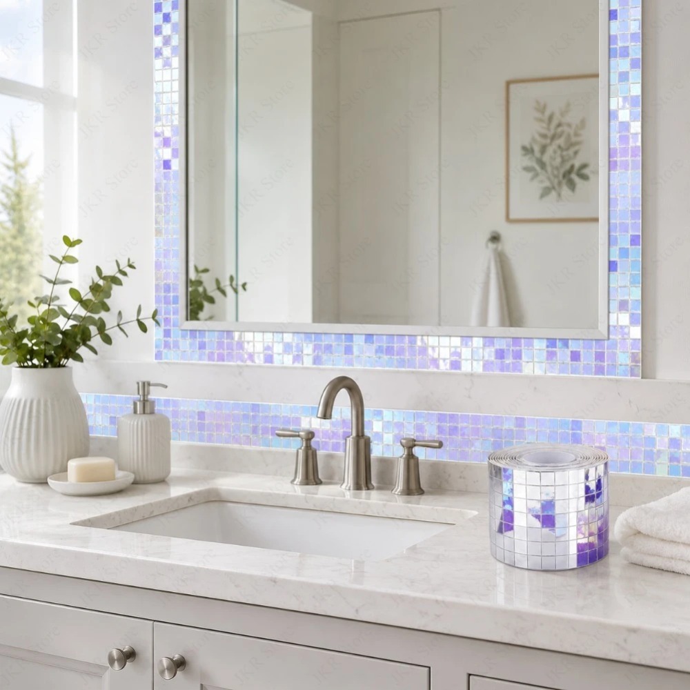 ミニスクエアミラーモザイクタイル自己粘着リアルクラフトステッ - Wedding Bathroom Supply Kit のレビューと価格