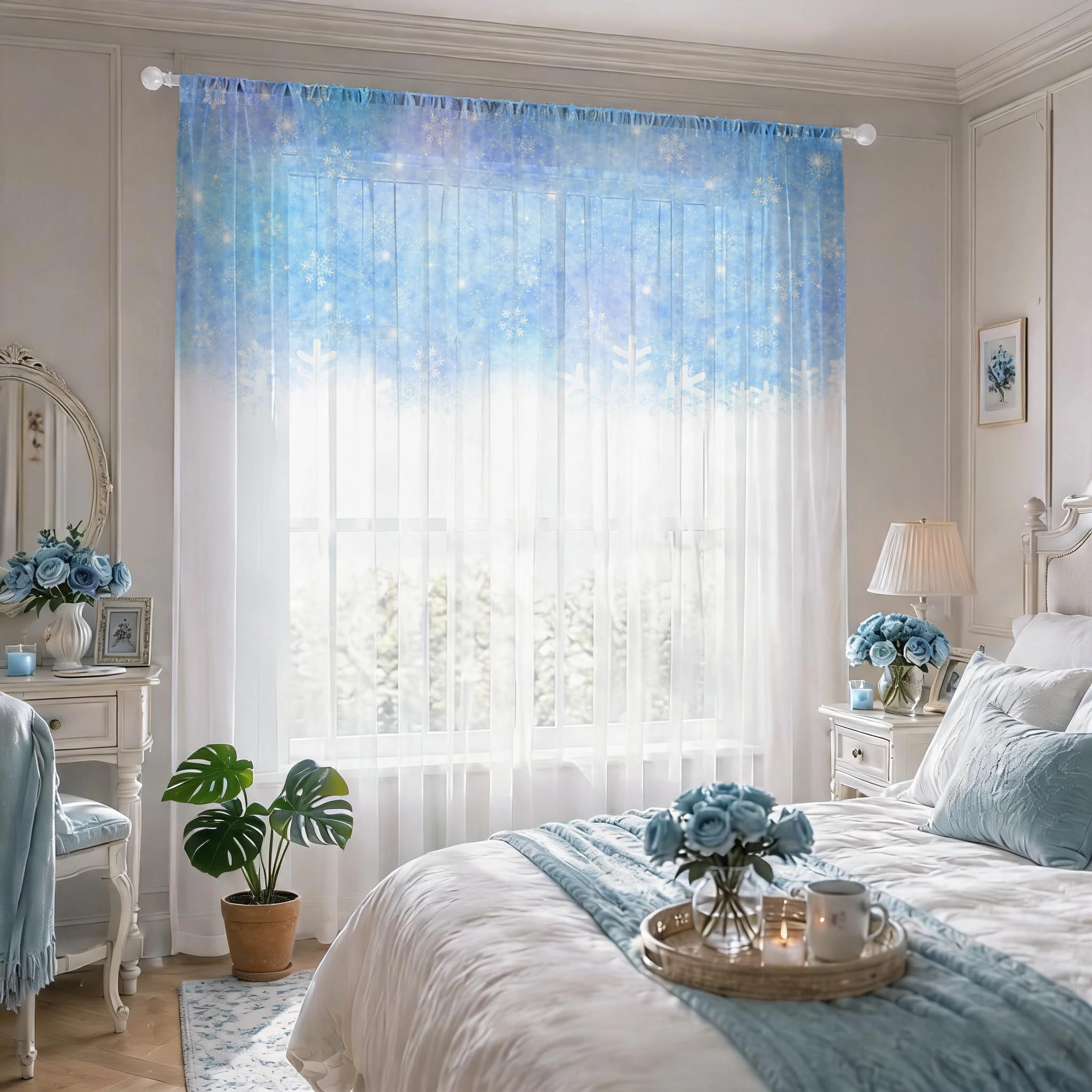 花柄グラデーションシアーカーテン、高品質遮光プライバシーボイ - Good Floral & Wedding Decor Supply のレビューと価格