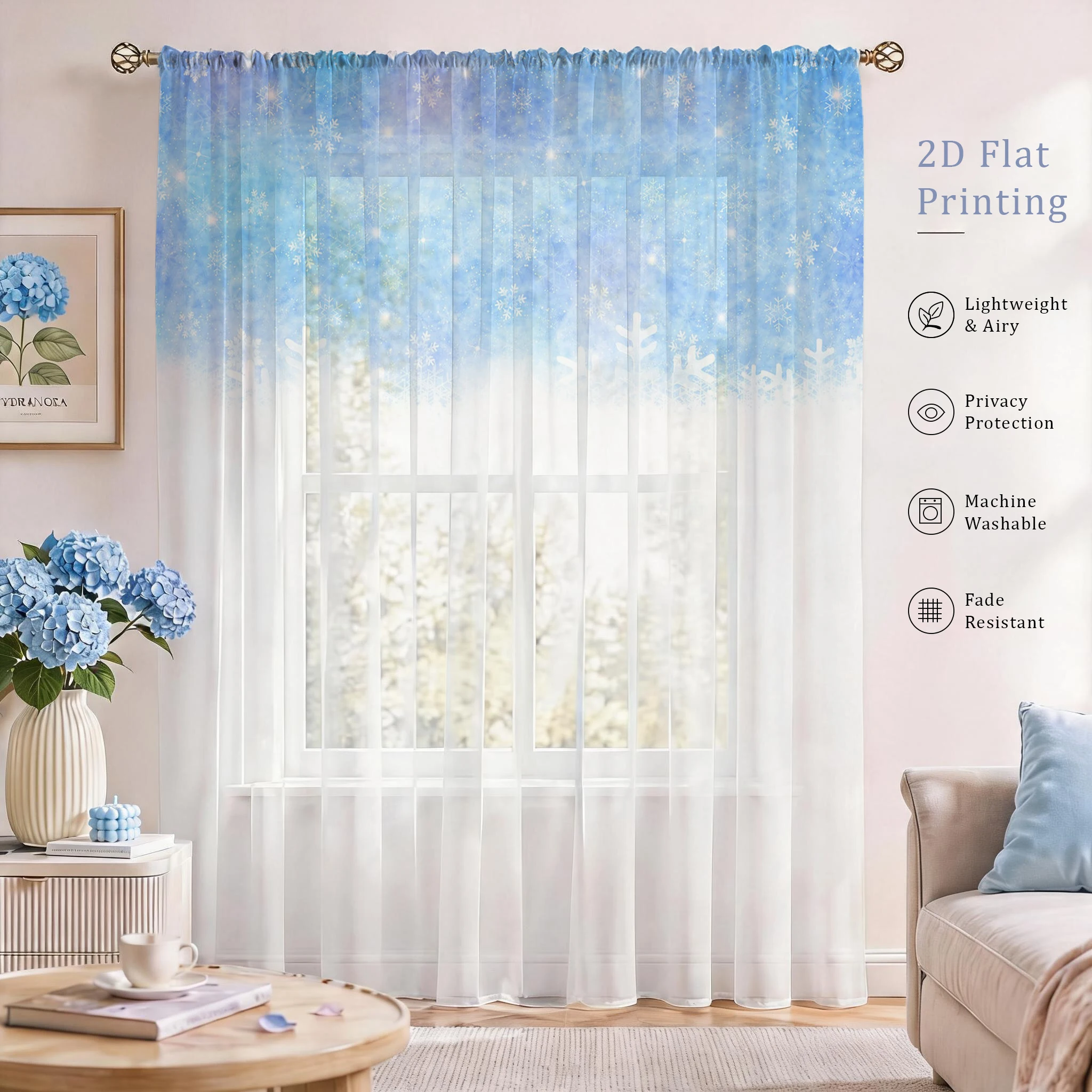 花柄グラデーションシアーカーテン、高品質遮光プライバシーボイ - Good Floral & Wedding Decor Supply のレビューと価格