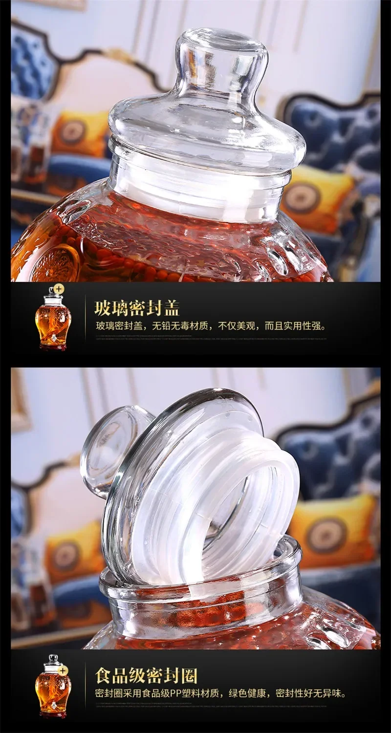 空の厚いガラス製酵素ワインジャー（蛇口付き）無鉛ガラス製フル - Wedding Tap のレビューと価格